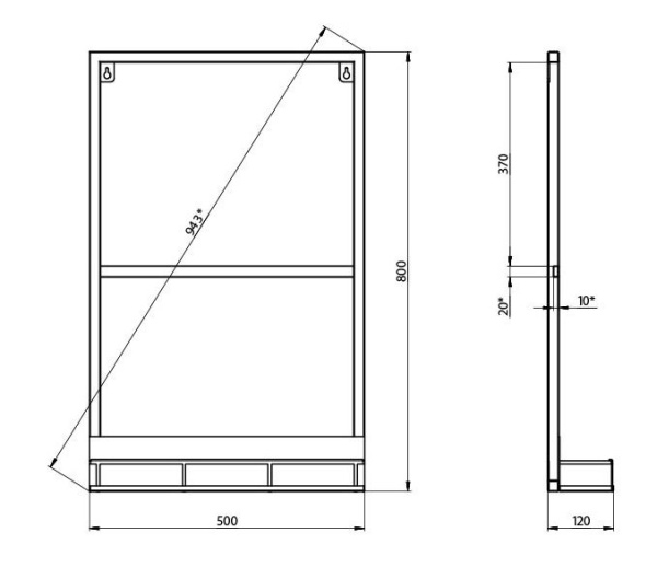 Зеркало в ванную Grossman МЕТРИС-50 с полкой